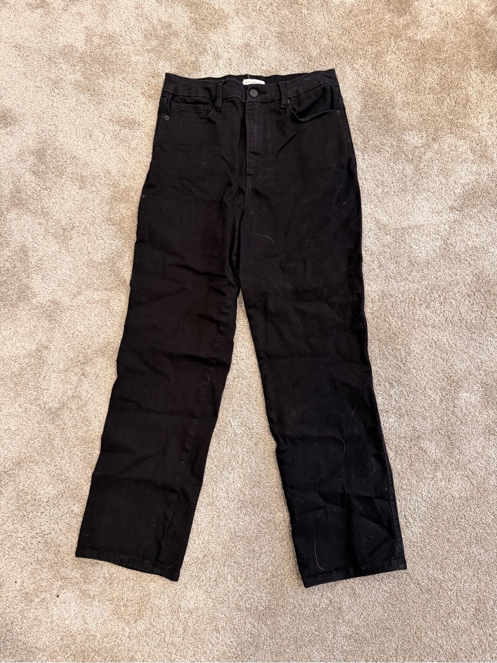 Good American Black High Rise Straight Leg Jeans Size 10 30